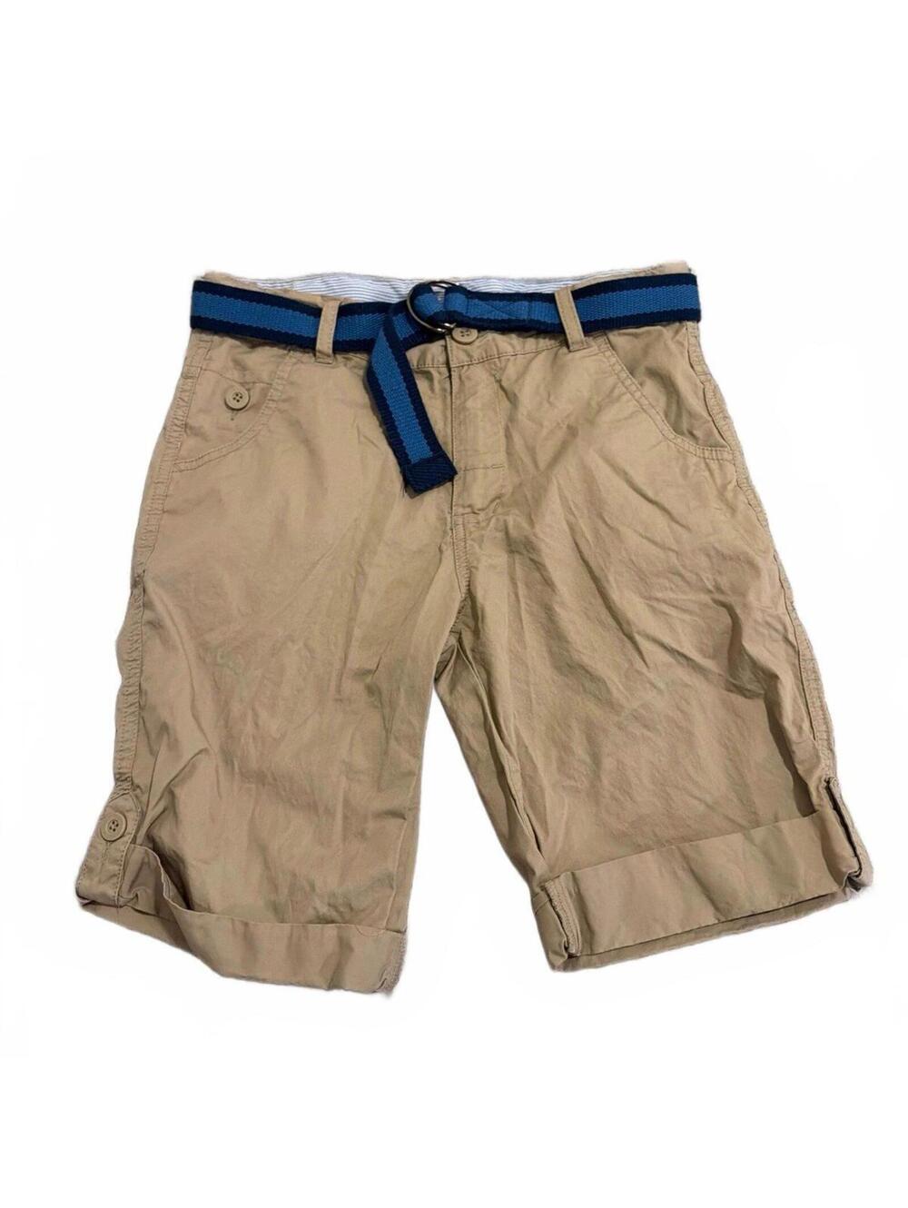 Bossini Boys Khaki Casual Shorts with Blue Belt Size (Medium) 140/60
